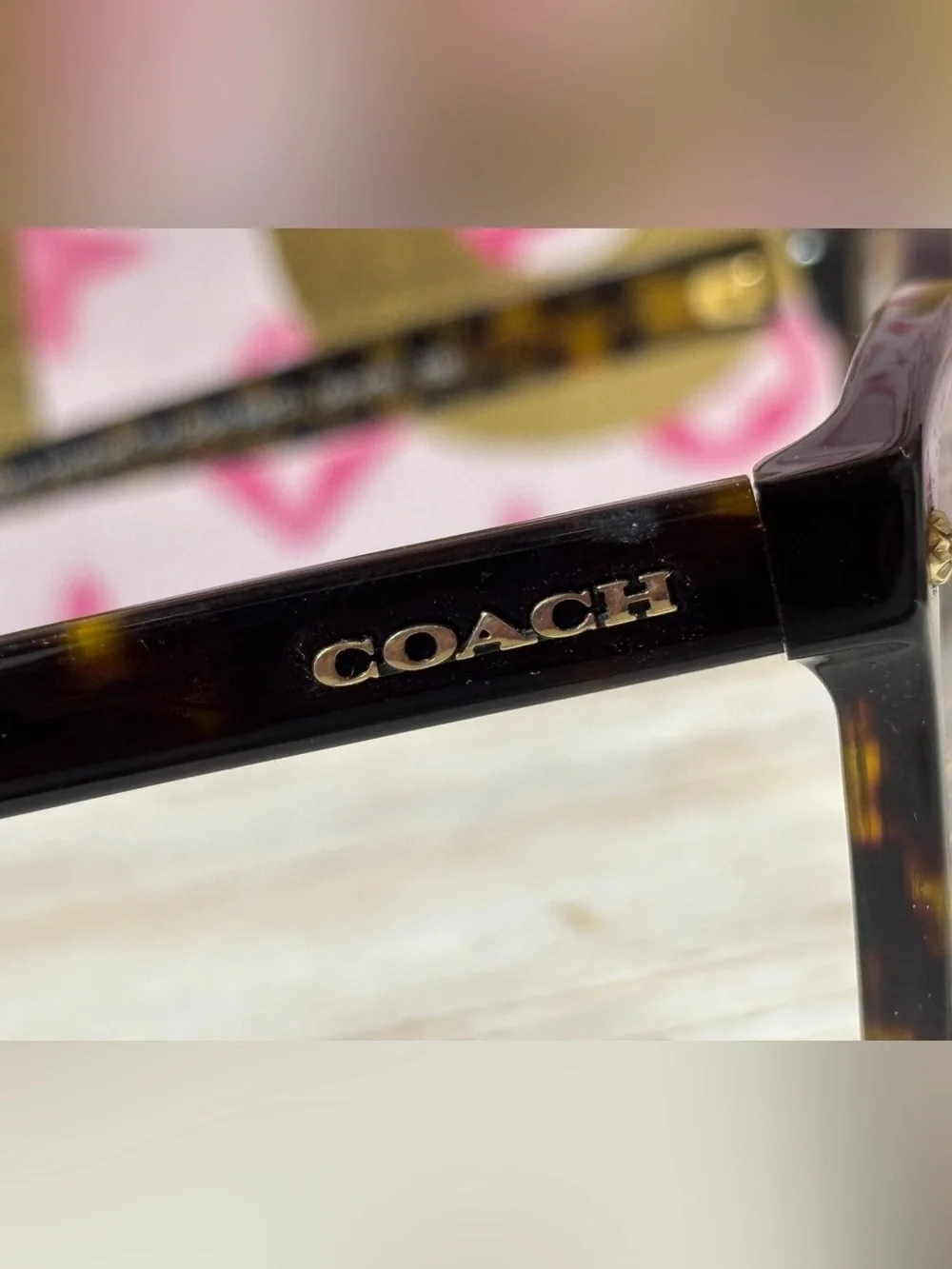 Coach Women's Tortoiseshell Frame Glasses with Signature Pattern